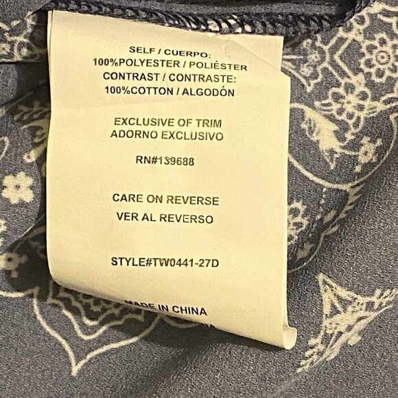 Taylor & Sage Women’s Top Size S Long Sleeves Tie Front Blue/White Lace Back - Picture 8 of 11